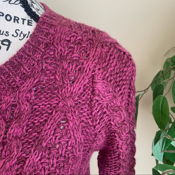 Pink Cardigan Knit 3/4 Sleeve Cardigan Fuchsia Sz M - Picture 2 of 16